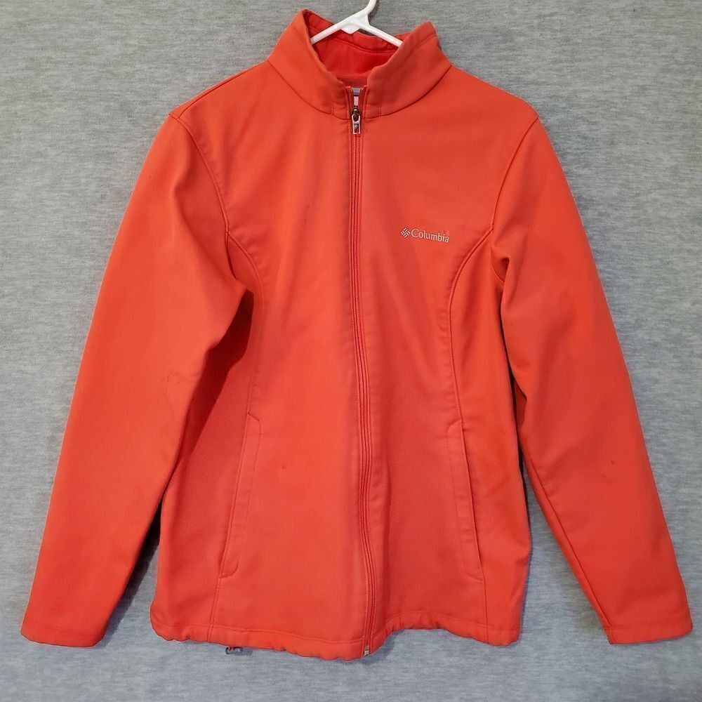 Columbia Jacket Womens Large Pink Coral Polartec Fleece Lightweight Full Zip